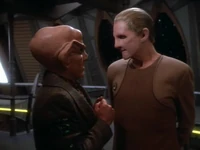Quark and Odo on the Promenade