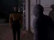 Geordi La Forge investigates vector analysis anomaly