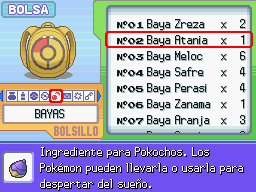 Menú de la mochila en DP