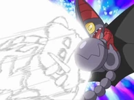 EP577 Bastiodon usando cabezahierro sobre el Gliscor de Ash