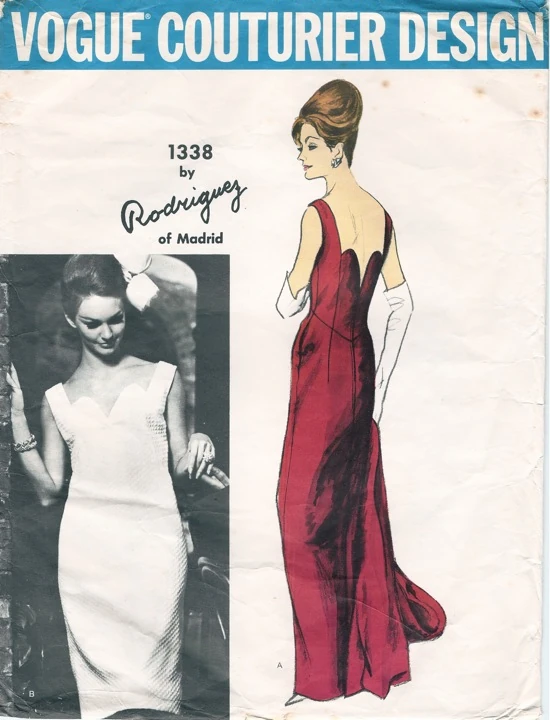 Vogue 1338 by Pedro Rodríguez 1960s evening dress pattern