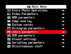 MainMenu ZebraParams