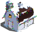 White Barn with snow and lights