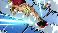 Broly punches Goten and Trunks in their faces during the Revenge Demon rush