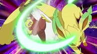 EP645 Leafeon de zoey usando hoja aguda