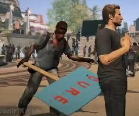 Protestor sign