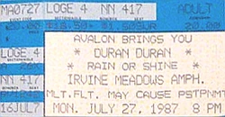 27 july 1987 duran ticket