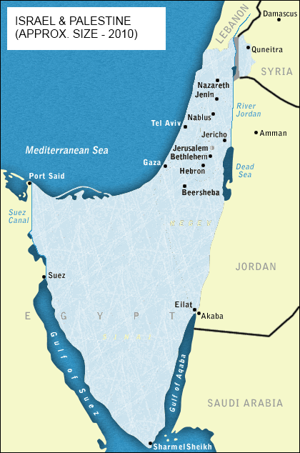 Approximate borders of Isreal & Palestine as of 2010 (Edited w Paint.net)