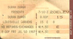 Ticket duran duran 10 july 1987
