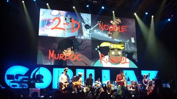 Gorillaz en concierto cantando Clint Eastwood