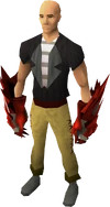 A player wearing dragon claws.