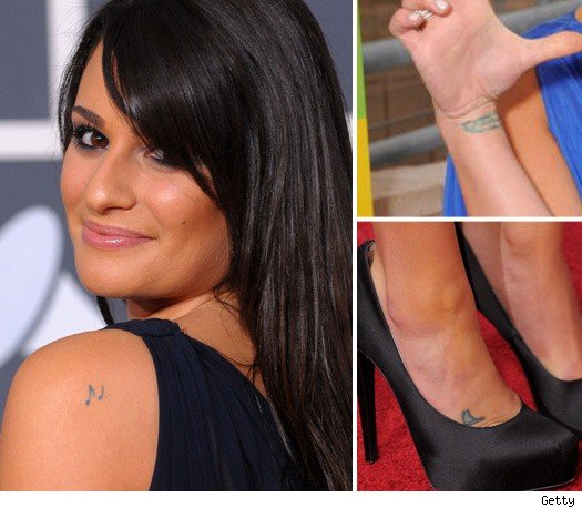 where are lea michele tattoos. lea michele spring awakening