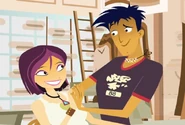 Jonesy and Nikki touching each others hand