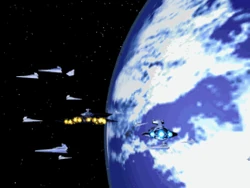 A different version of Coruscant, as seen in the Star Wars: TIE Fighter Collector's CD-ROM.