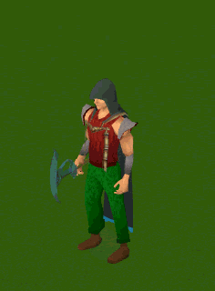 A player performing the Mining cape emote