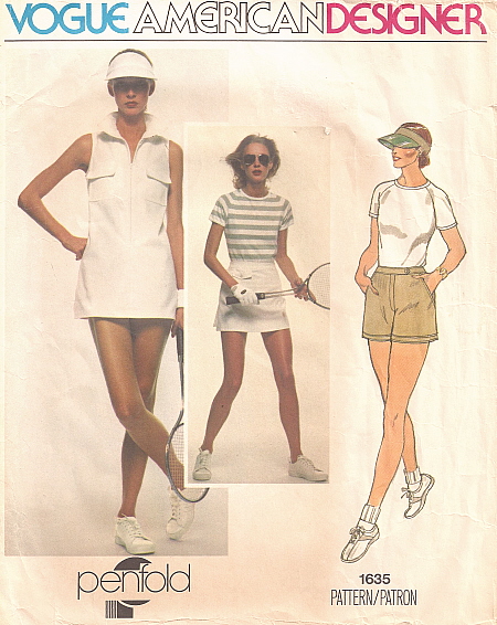 Vogue 1635 Vogue 1635 1970s tennis dress, t-shirt, shorts, and wrap skirt pattern