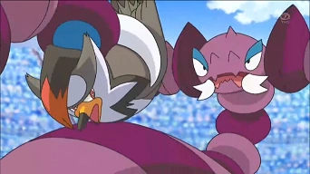 EP656 Drapion sujetando a Staraptor