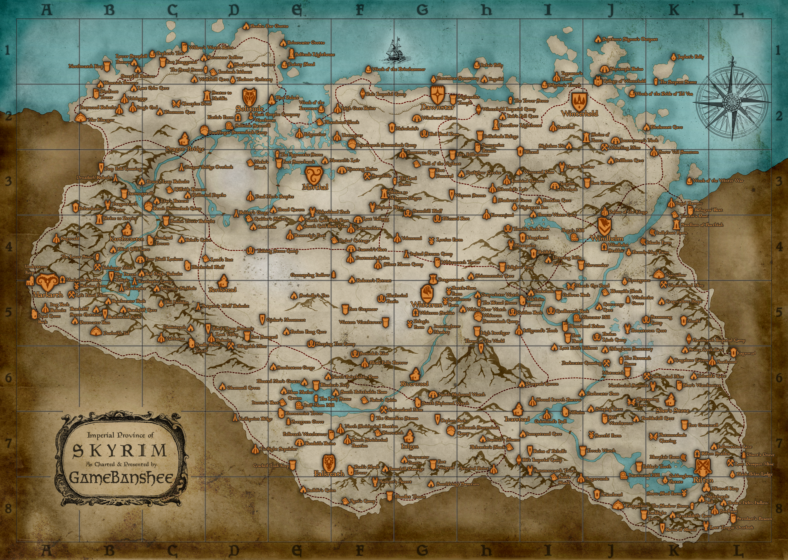 Map Skyrim Locations Elder Scrolls FANDOM Powered By Wikia