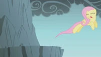 Fluttershy jumping over gap with eyes closed S1E7
