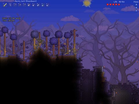 Terraria Corruption Biome with Chasms