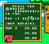 Kirby's Tilt 'n' Tumble hurdle race intro