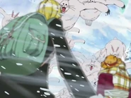 Luffy, Nami und Sanji werden von Lapins angegriffen