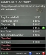 Survival Mode Screenshot Equipment Armory C4