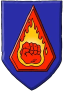 Flaming fist crest