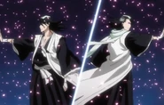 Byakuya & Reigai-Byakuya After Exchanging Attacks With Bankai