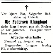 Pedersen-Ole 1914 funeral