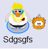 Orange puffle on walk.