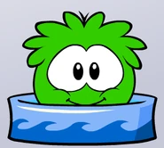 Green puffle bath time