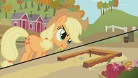 Applejack about to toss a horseshoe S1E13