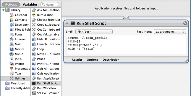 Automator bash