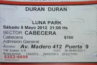 Ticket luna 5 may Luna Park, Buenos Aires (Argentina wikipedia duran duran