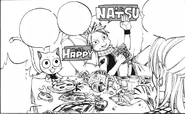 Natsu and Happy went to Lucy's house again