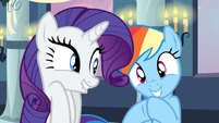 Rarity and Rainbow Dash giggling S2E25