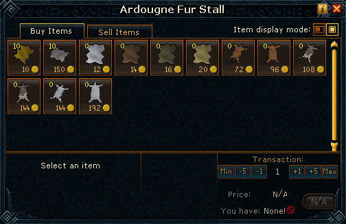 Ardougne Fur Stall stock