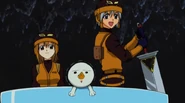 Haru, Elie, and plue escape with Giff