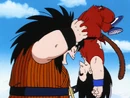 Yajirobe cathes Goku