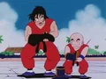 Yamcha And Krillin Lifts Goku's Weigtted T-Shirt And Boot