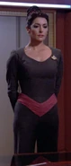 Troi gray unitard with red belt