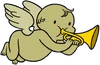 Cherub with trumpet