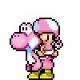 Baby toadette auf rosa yoshi