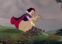 Blancanieves recoge flores