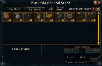 Karamja General Store stock