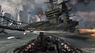 Boat chase and destroyed carrier Hunter Killer MW3