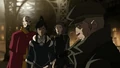 Korra, Tenzin and Lin learn of Hiroshi's being an Equalist.png