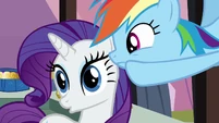 Rainbow Dash whispering to Rarity S3E2