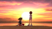 Sora and Kairi at sunset